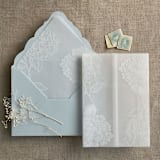 "White hydrangea vellum wrap for 5x7 card + liner for A7 euro envelope | Set of 10" - Envelope Liners in white by Ivory Invitations
