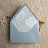 "White hydrangea vellum wrap for 5x7 card + liner for A7 euro envelope | Set of 10" - Envelope Liners in white by Ivory Invitations