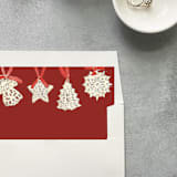 "Red Christmas Ornaments Square Envelope Liner | Set of 10" - Envelope Liners in red by Cotton and Bow