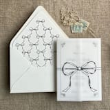 "Black ribbon bows printed envelope liner for A7 euro flap envelope | pack of 10" - Envelope Liners in black by Ivory Invitations