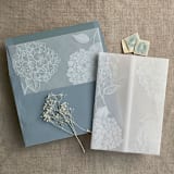 "White hydrangea vellum wrap for 5x7 card + liner for A7 square envelope | Set of 10" - Envelope Liners in white by Ivory Invitations