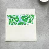 "Tropical Monstera Leaf Watercolor Square Envelope Liner | Set of 10 | For 5x7” invitations " - Envelope Liners in green by Cotton and Bow