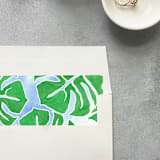 "Tropical Monstera Leaf Watercolor Square Envelope Liner | Set of 10 | For 5x7” invitations " - Envelope Liners in green by Cotton and Bow