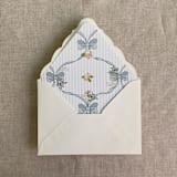 "Blue genie floral bows envelope liner for A7 euro flap envelope | pack of 10" - Envelope Liners in blue by Ivory Invitations