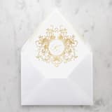 "A7 Envelope Liners Scroll Monogram Gold (set of 10)" - Envelope Liners in gold by Design by Laney