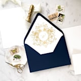 "A7 Envelope Liners Scroll Monogram Gold (set of 10)" - Envelope Liners in gold by Design by Laney