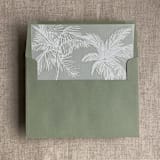 "White palm trees wedding vellum wrap for 5x7 card + liner for A7 square envelope" - Envelope Liners in white by Ivory Invitations