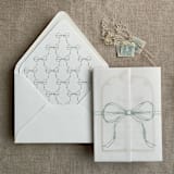 "Sage ribbon bows printed envelope liner for A7 euro flap envelope | pack of 10" - Envelope Liners in green by Ivory Invitations