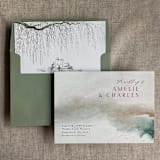 "willow and swan moss print liner for A7 square flap envelope | pack of 10" - Envelope Liners in green by Ivory Invitations