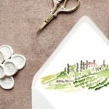"Tuscany Italy Watercolor Euroflap Envelope Liner | Set of 10 | For 5x7” invitations" - Envelope Liners in multicolorassorted-colors by Cotton and Bow