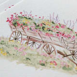 "A7 Watercolor Envelope Liners Square Flap // Flower Cart (Set of 25)" - Envelope Liners in multicolorassorted-colors by Clover and Lamb