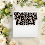 "Black and Blush Pink Floral Liner | Set of 25 Square Envelope Liners" - Envelope Liners in black by Nikki Turner