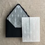 "Chantilly lace white ink printed vellum envelope liner for A7 euro flap envelope | pack of 10" - Envelope Liners in white by Ivory Invitations