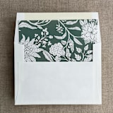 "Pewter green botanical garden envelope liner for A7 square flap envelope | pack of 10" - Envelope Liners in green by Ivory Invitations