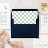 "A7 Envelope Liners Sage Green Checkerboard Square Flap (set of 10)" - Envelope Liners in green by Design by Laney