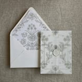 "Venetian floral oyster liner for A7 euro flap envelope | pack of 10" - Envelope Liners in gray by Ivory Invitations