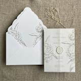 "Oyster grand peony vintage floral envelope liner for A7 euro flap envelope | pack of 10" - Envelope Liners in gray by Ivory Invitations