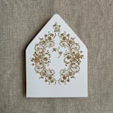 "French rose lace gold envelope liner for A7 euro flap envelope | pack of 10" - Envelope Liners in gold by Ivory Invitations