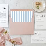"A7 Envelope Liners Dusty Blue Thin Stripes Square Flap (set of 10)" - Envelope Liners in blue by Design by Laney