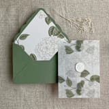 "Antique hydrangea moss liner for A7 euro flap envelope | pack of 10" - Envelope Liners in green by Ivory Invitations