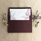 "Mulberry Etched grand peony vintage floral printed envelope liner for A7 square flap envelope | pack of 10" - Envelope Liners in purple by Ivory Invitations