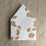 "Antique hydrangea gold liner for A7 euro flap envelope | pack of 10" - Envelope Liners in gold by Ivory Invitations