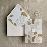 "Antique hydrangea gold liner for A7 euro flap envelope | pack of 10" - Envelope Liners in gold by Ivory Invitations