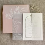 "White calla lily vellum wrap for 5x7 card + liner for A7 square envelope" - Envelope Liners in white by Ivory Invitations