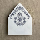 "Venetian floral navy blue liner for A7 euro flap envelope | pack of 10" - Envelope Liners in blue by Ivory Invitations