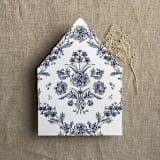 "Venetian floral navy blue liner for A7 euro flap envelope | pack of 10" - Envelope Liners in blue by Ivory Invitations