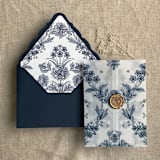 "Venetian floral navy blue liner for A7 euro flap envelope | pack of 10" - Envelope Liners in blue by Ivory Invitations