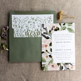 "Moss green English botanical garden floral envelope liner for A7 square flap envelope | pack of 10" - Envelope Liners in green by Ivory Invitations