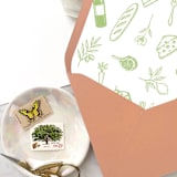 "A7 Envelope Liners Illustrated Wedding Foods (set of 10)" - Envelope Liners in green by Design by Laney