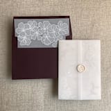 "White camellia floral printed vellum envelope liner for A7 square flap envelope | pack of 10" - Envelope Liners in white by Ivory Invitations