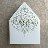"Moss English botanical garden floral printed liner for A7 euro flap envelope | pack of 10" - Envelope Liners in green by Ivory Invitations