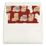 "Red Stacks of Christmas Cookies Square Envelope Liner | Set of 10" - Envelope Liners in red by Cotton and Bow