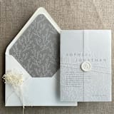 "White ink print Alice leafy branch envelope liner for A7 euro flap envelope | pack of 10" - Envelope Liners in gray by Ivory Invitations