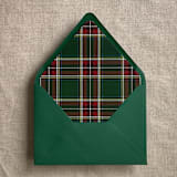 "Holiday green plaid envelope liner for A7 euro flap envelope | pack of 10" - Envelope Liners in green by Ivory Invitations
