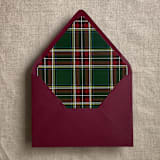 "Holiday green plaid envelope liner for A7 euro flap envelope | pack of 10" - Envelope Liners in green by Ivory Invitations