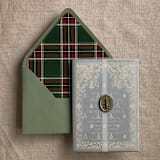 "Holiday green plaid envelope liner for A7 euro flap envelope | pack of 10" - Envelope Liners in green by Ivory Invitations
