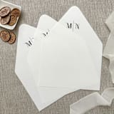 "Customizable initials Euro Flap envelope liner for A7 (5x7”) invitations | Set of 10" - Envelope Liners in black by Maria Ferrer G.