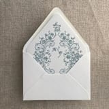"Steel blue French floral lace envelope liner for A7 euro flap envelope | pack of 10" - Envelope Liners in blue by Ivory Invitations