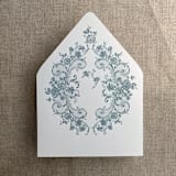 "Steel blue French floral lace envelope liner for A7 euro flap envelope | pack of 10" - Envelope Liners in blue by Ivory Invitations