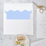 "A7 Envelope Liners Blue Squiggle Square Flap (set of 10)" - Envelope Liners in blue by Design by Laney