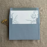 "Steel blue Etched grand peony vintage floral envelope liner for A7 square flap envelope | pack of 10" - Envelope Liners in blue by Ivory Invitations