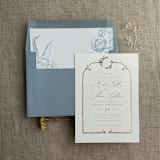 "Steel blue Etched grand peony vintage floral envelope liner for A7 square flap envelope | pack of 10" - Envelope Liners in blue by Ivory Invitations