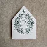 "French rose lace forest green envelope liner for A7 euro flap envelope | pack of 10" - Envelope Liners in green by Ivory Invitations