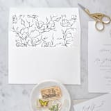 "A7 Envelope Liners Black Flower Sketch Square Flap (set of 10)" - Envelope Liners in black by Design by Laney