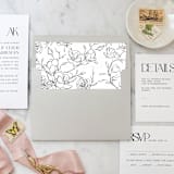 "A7 Envelope Liners Black Flower Sketch Square Flap (set of 10)" - Envelope Liners in black by Design by Laney