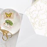 "A7 Envelope Liners Gold Flowers (set of 10)" - Envelope Liners in gold by Design by Laney